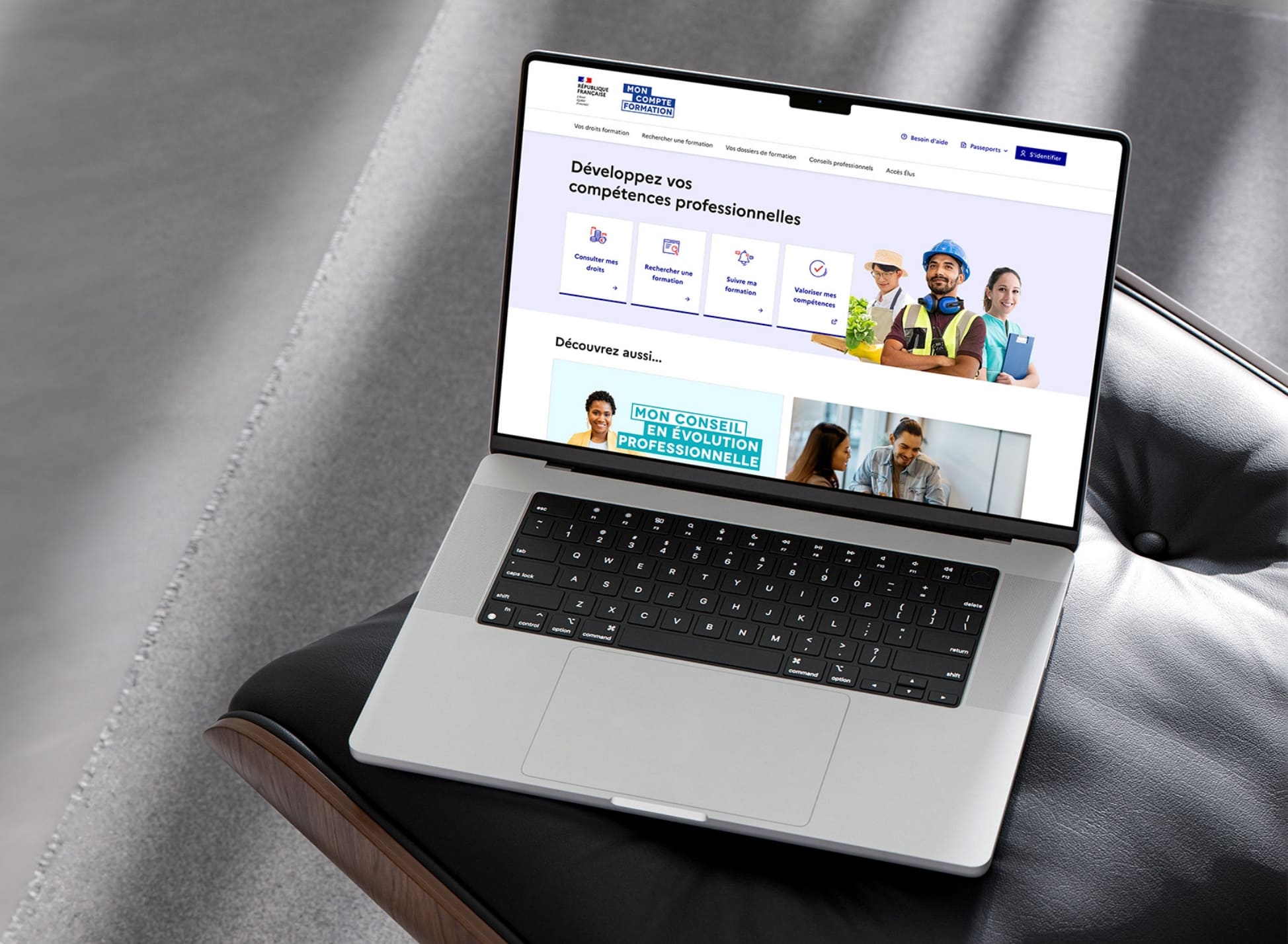 Le site Mon Compte Formation ouvert sur un ordinateur portable